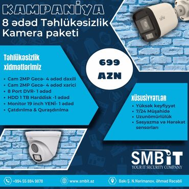 wifi camera baku: Təhlükəsizlik sistemləri Qiymətə daxildir: 🔰8 ədəd daxili və xarici