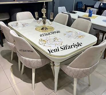 ders masa: Qonaq otağı üçün, Yeni, Açılmayan, Dördbucaq masa, 6 stul — 1
