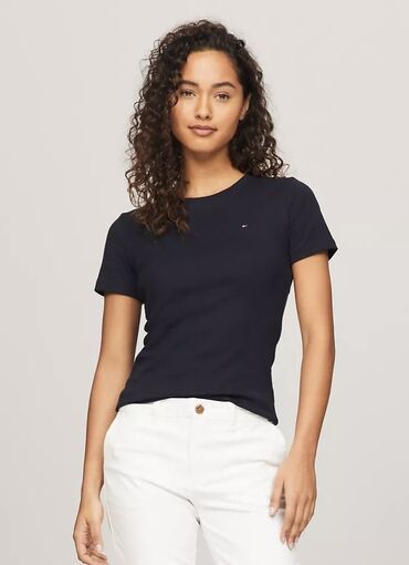 женские летние топы: Футболка, Классикалык модель, АКШ, Tommy Hilfiger, Пахта, Колдонулган, S (EU 36)