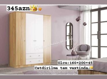 mebel şfaner: Гардеробный шкаф, Новый, 3 двери, Прямой шкаф