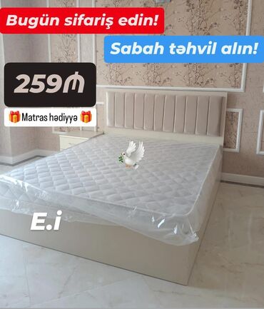 5 15 taxtalar: Новый, Двуспальная кровать, Без подьемного механизма, С матрасом, Без выдвижных ящиков