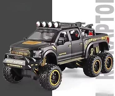 gitare za decu: Ford f150 raptor 6x6 beast crni model 1:24 sa svetlom i zv. ford f150 — 1