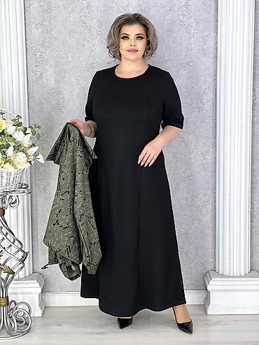 рубашкалар: Повседневное платье, Длинная модель, Трикотаж, Прямое, 3XL, XL, 5XL — 2