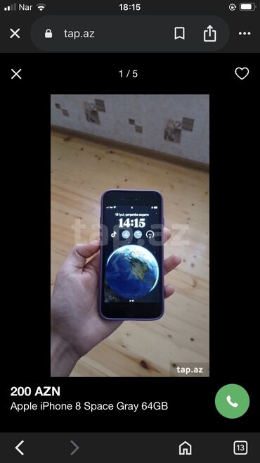 Apple iPhone: IPhone 8, 64 ГБ, Natural Titanium, Отпечаток пальца