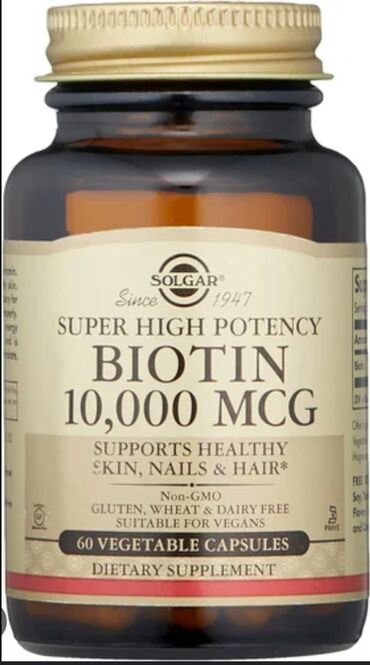 sac ve dirnaq ucun vitamin: Solgar brendi biotin 10000 mcg- 60 kapsul amerika brendidir ve tam