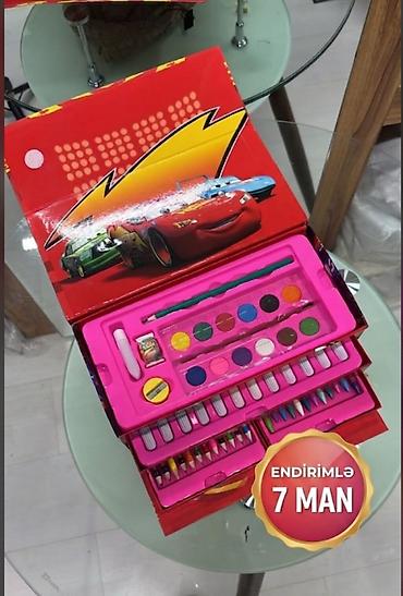 qelem: Uşaq rəsm dəsti – “Cars” temalı qutu - Rəngarəng, çoxqatlı açılan — 1