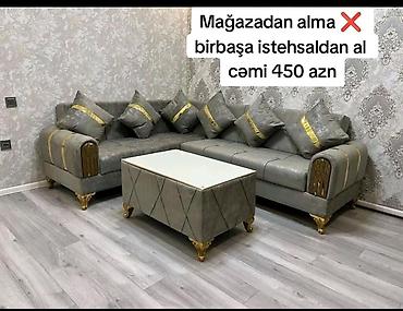 Divan və masa dəstləri: Künc divan dəsti - Model: L formalı künc divan + jurnal masası - — 1
