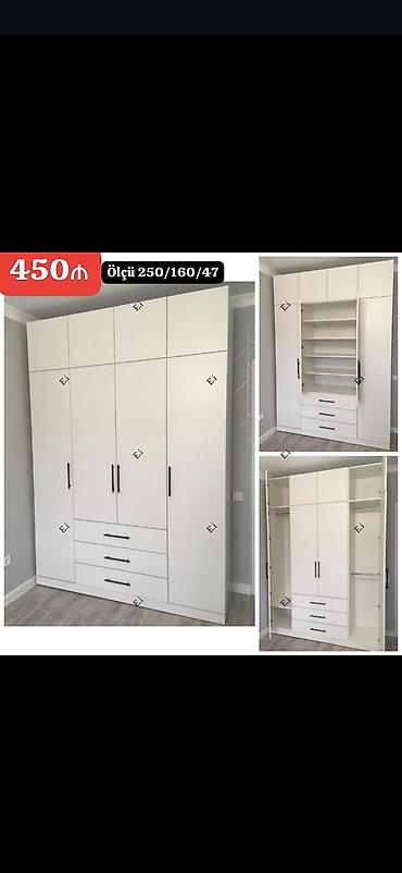 Ağ rəngli çoxfunksiyalı qarderob şkafı - Ölçü: 250/160/47