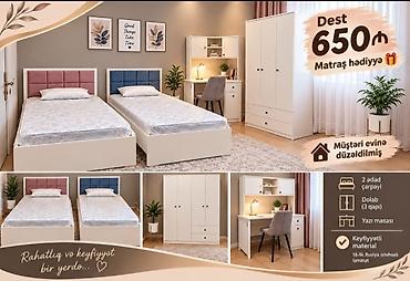 Uşaq/yeniyetmə otağı üçün tam dəst mebel Tərkib: - 2 ədəd tək çarpayı lalafo.az -da Uşaq/yeniyetmə otağı üçün tam dəst mebel Tərkib: - 2 ədəd tək çarpayı