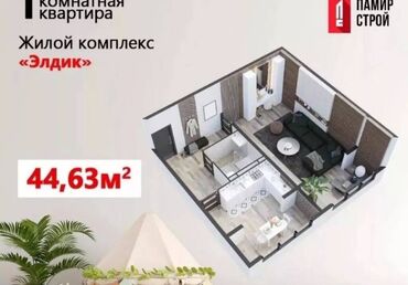 Продажа участков: 1 комната, 44 м², Элитка, 6 этаж, ПСО (под самоотделку)