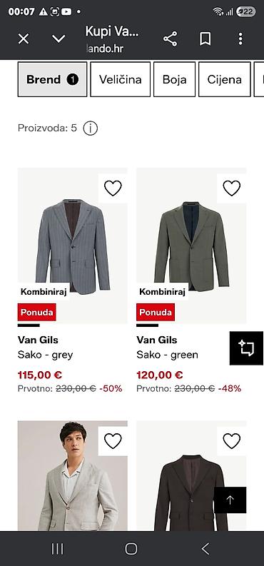 Odela: Muški dvoredni sako Van Gils brend – siv sa sitnim dijagonalnim — 10