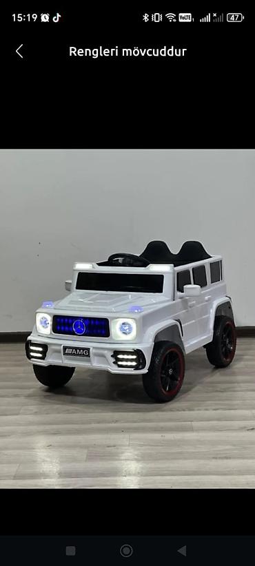 uşaqlar üçün maşınlar: Uşaqlar üçün elektrikli akülü maşın – G‑class üslubunda - Korpus: ağ — 1