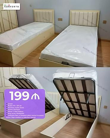 Mebel: Çarpayı – açılan bazalı, 90×200 sm - Ölçü: 90 × 200 sm - Mexanizm — 1