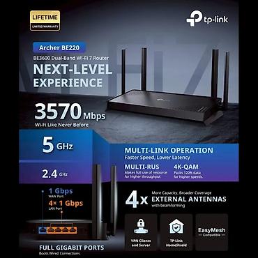 routur: TP-Link Archer BE220 (BE3600) – Dual-Band Wi‑Fi 7 router - Wi‑Fi 7 — 3