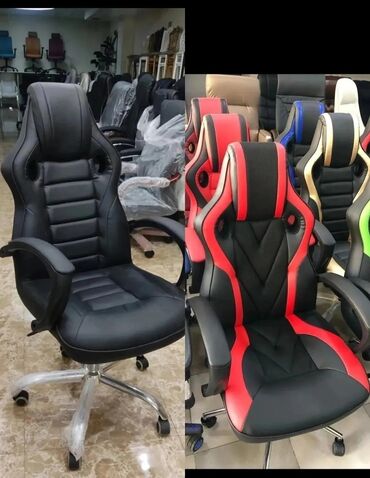 Ofis və oyun kresloları: Yeni, Təkərli, Qolları tənzimlənir, Dəri — 24