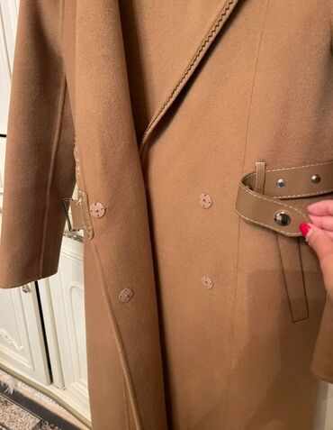 Пальто: Пальто, Классика, Зима, Овечья шерсть, Длинная модель, Приталенная модель, С поясом, Без подкладки, L — 6