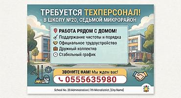Требуется Уборщик, Школа at lalafo.kg Требуется Уборщик, Школа