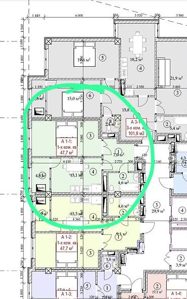 продаю квартира лебединовка: 1 комната, 48 м², Кок-Жар ж/м Элитка, 2 этаж, ПСО (под самоотделку) — 3
