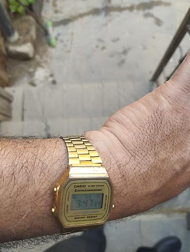 elektron saat: CASIO digital qol saatı – klassik qızılı dizayn - Model: Casio Alarm — 2