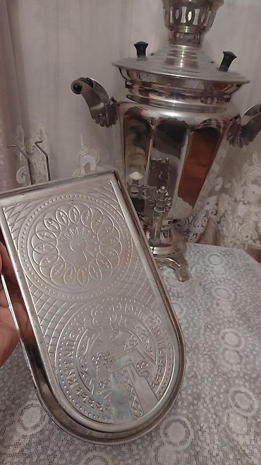 odun satis: Klassik metal samovar dəsti - Material: cilalanmış metal (xrom — 3
