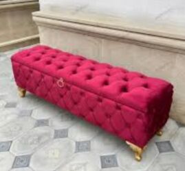 пуф в прихожую: Yeni, Pufik oturacaq, Vеlur parça, rəng - Qırmızı, Şəhərdaxili pulsuz çatdırılma