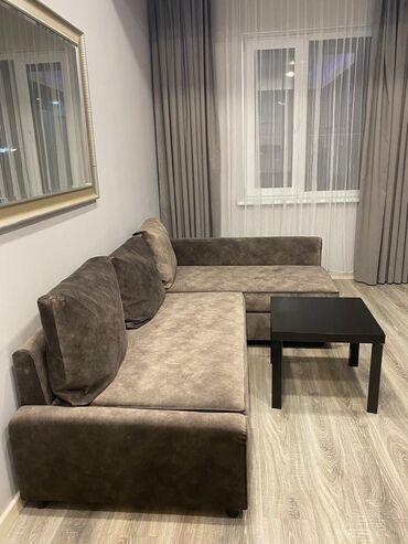 мебель ikea: Угловой диван, цвет - Коричневый, Б/у