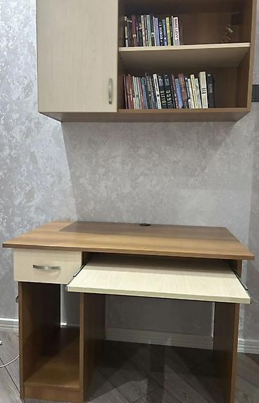 kunc ref: Düz masa, Polkalı, Siyirməli, MDF — 1