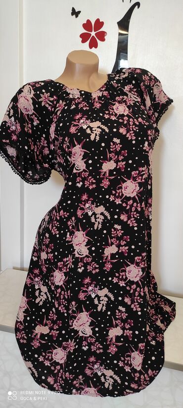 cvetne haljine za punije: M (EU 38), bоја - Crna, Drugi stil, Kratkih rukava