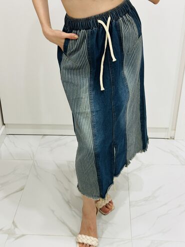 Юбки: Юбка, Модель юбки: Трапеция, Макси, Джинс, По талии — 6