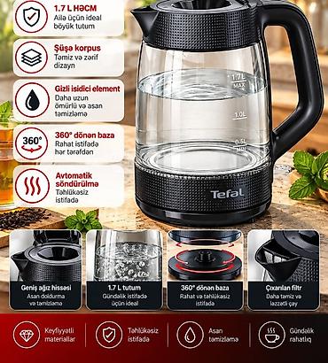 Elektrik çaydan Tefal, 1.6 - 2 l, Yeni, Pulsuz çatdırılma