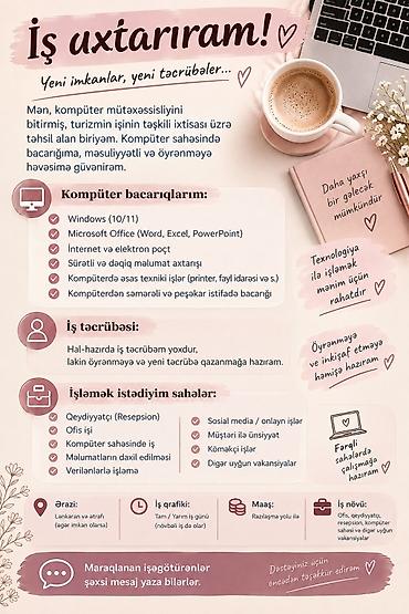 is elanlari sumqayit asbaz: Ofis menecer, katib, 21 yaş, Təcrübəsiz, Tam iş günü — 1