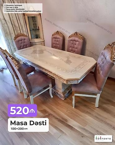 Məhsul: Masa Dəsti Ölçü: 100×200 sm Mexanizm: Açılmayan Stul lalafo.az -da Məhsul: Masa Dəsti Ölçü: 100×200 sm Mexanizm: Açılmayan Stul