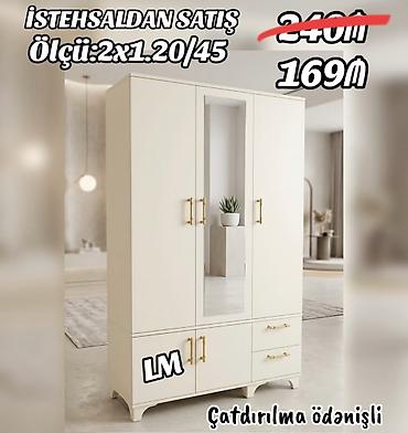 Üç qapılı laminat dolab – isti, minimal dizayn - Qiymət: 169₼ - Ölçü