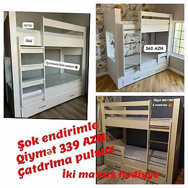 bed: Oğlan və qız üçün, Yeni, Çarpayı, Matras ilə, Siyirməli, Laminat — 5
