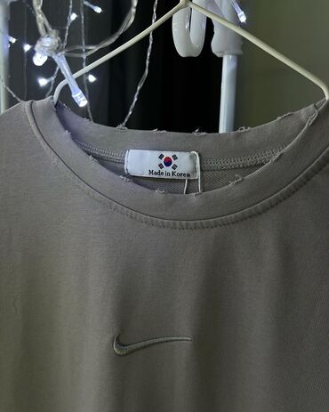 удлиненная блузка: Свитшот, Оверсайз, Удлиненная модель, Корея, цвет - Серый