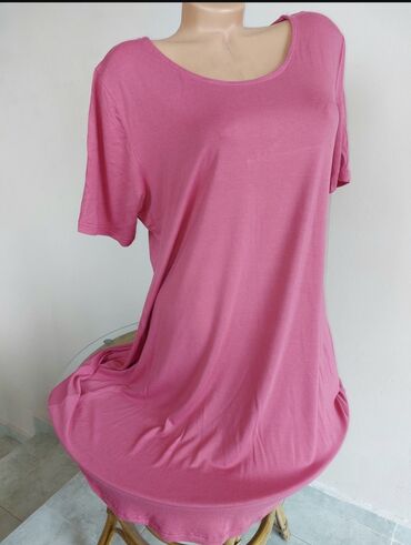 šantung svila haljine: 3XL (EU 46), color - Pink, Evening, Short sleeves