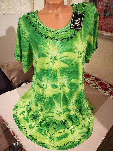 boho odeca: 2XL (EU 44), color - Green, Evening, Short sleeves