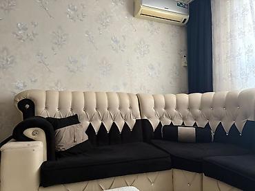 divan kafe: L‑formal künc divan dəsti - Dizayn: Qara‑krem rəng kombinasiyası — 3
