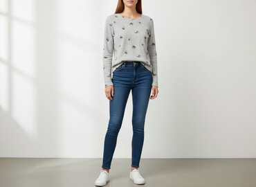bluzki w paski rękaw 3 4: Women's blouse, size S