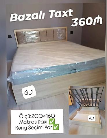 Bazalı taxt – 360 AZN - Ölçü: 200×160 sm - Bazalı sistem: yuxarı