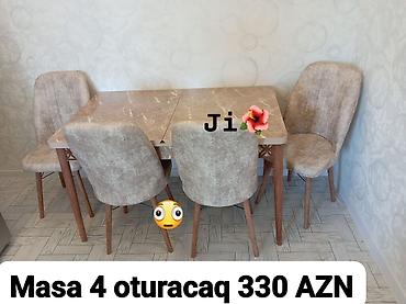 masa metbext: Mətbəx/qonaq otağı üçün masa və oturacaq dəstləri 1) Masa + 4 — 3