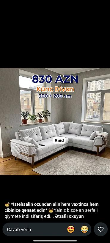 paris mebel gence: Künc divan, Yeni, Açılan, Bazalı, Parça, Şəhərdaxili pulsuz çatdırılma — 1