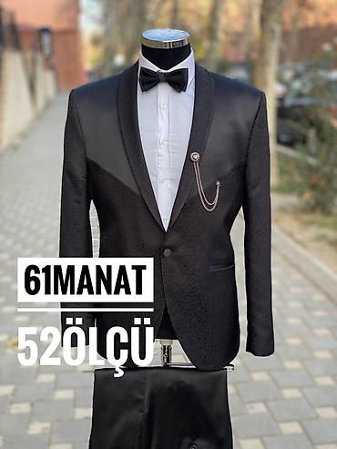 ağ kostyum: Kişi klassik kostyumu – 52 ölçü. - Rəng: qara - Üst: atlas parça — 1