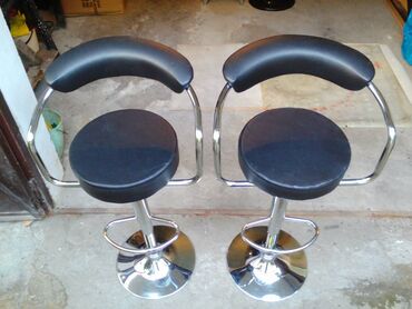 Nameštaj: MODERNE barske stolice SA NASLONOM, metalne, rotirajuće, podesiva