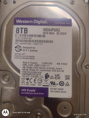 hdd 10tb: Seagate SkyHawk AI 10TB - 500azn, WD Purple 8TB- 350azn və WD Purple — 2