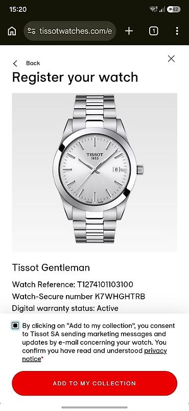 saat batareyasi: Tissot Gentleman Model: Tissot Gentleman Referans: T1274101103100 — 4