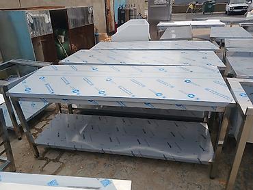 Paslanmayan metaldan hazırlanmış peşəkar iş masası. Mətbəx, restoran — 3