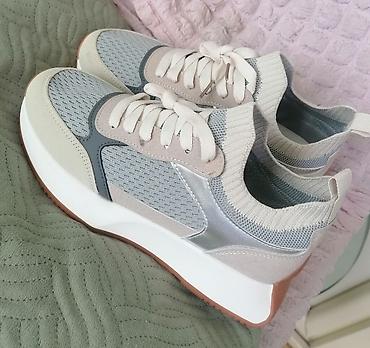 Women's Sneakers and athletic shoes: Ženske patike – siva/bež kombinacija sa platformom - Dizajn: moderan — 5