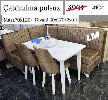 kicik divanlar: Mətbəx üçün, Yeni, Açılmayan, Dördbucaq masa, 2 stul — 1