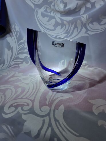 Ostali kućni dekor: Vaza nova,kristal,rucni rad,duvana usnama. Krasno Poljska. 80te — 5